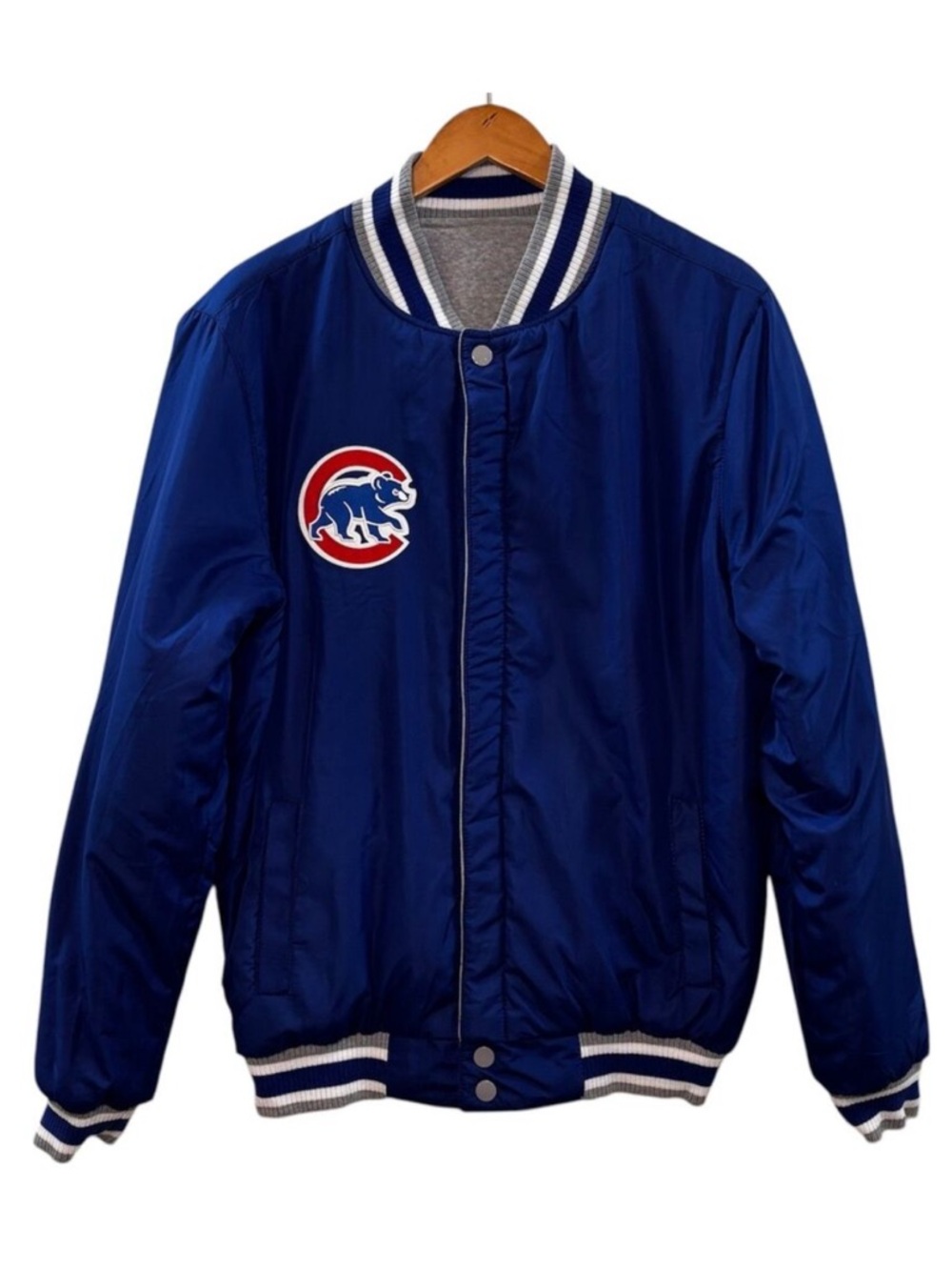 Chicago Cubs JH Design Embroidered Reversible Full Snap Fleece Jacket Medium